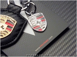 Porsche Logo Amblem Carbon Deri Porsche Anahtarlık