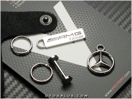 Mercedes AMG Logo Amblem Gerçek Deri Anahtarlık