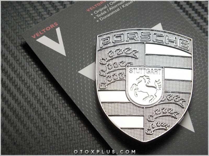 Porsche Silver Ön Kaput Araç Porsche Logo Amblem Porsche Silver Ön Kaput Araç Porsche Logo Amblem