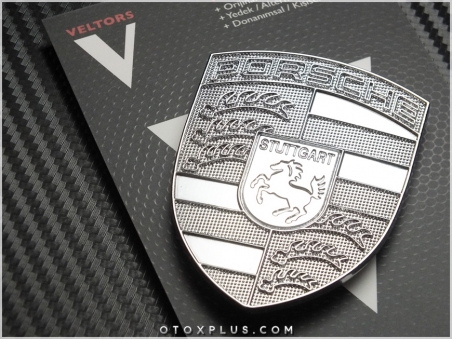 Porsche Silver Ön Kaput Araç Porsche Logo Amblem
