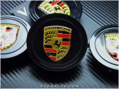Porsche Black / Siyah Porsche Jant Göbeği Göbek Kapak Seti