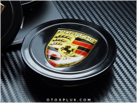 Porsche Black / Siyah Porsche Jant Göbeği Göbek Kapak Seti