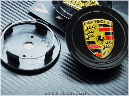 Porsche Black / Siyah Porsche Jant Göbeği Göbek Kapak Seti