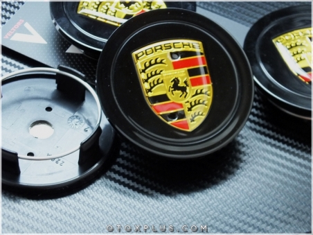 Porsche Black / Siyah Porsche Jant Göbeği Göbek Kapak Seti