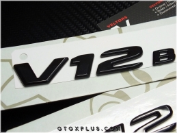 Mercedes Black / Siyah V12 Biturbo Yan Logo Amblem Seti