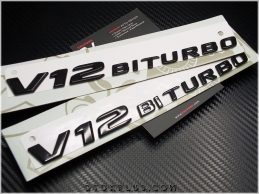 Mercedes Black / Siyah V12 Biturbo Yan Logo Amblem Seti
