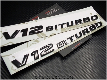 Mercedes Black / Siyah V12 Biturbo Yan Logo Amblem Seti