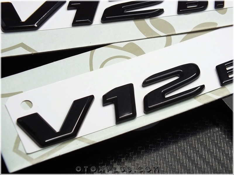 Mercedes Black / Siyah V12 Biturbo Yan Logo Amblem Seti