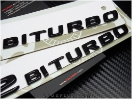 Mercedes Black / Siyah V12 Biturbo Yan Logo Amblem Seti