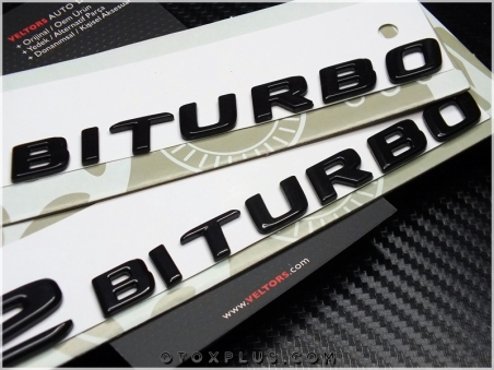 Mercedes Black / Siyah V12 Biturbo Yan Logo Amblem Seti