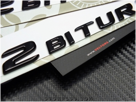 Mercedes Black / Siyah V12 Biturbo Yan Logo Amblem Seti