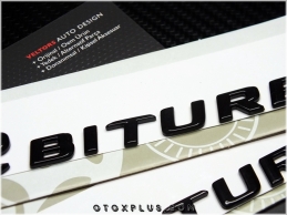 Mercedes Black / Siyah V12 Biturbo Yan Logo Amblem Seti