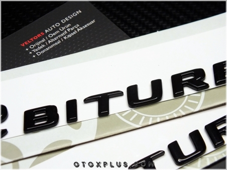 Mercedes Black / Siyah V12 Biturbo Yan Logo Amblem Seti