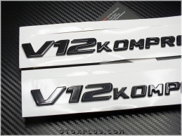 Mercedes Black / Siyah V12 Kompressor Yan Logo Amblem Seti