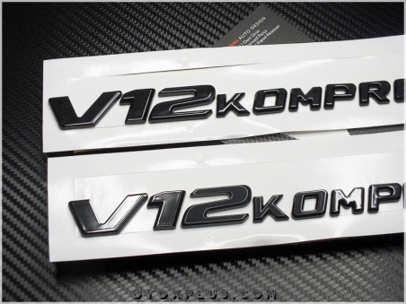Mercedes Black / Siyah V12 Kompressor Yan Logo Amblem Seti