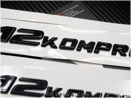 Mercedes Black / Siyah V12 Kompressor Yan Logo Amblem Seti