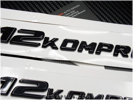Mercedes Black / Siyah V12 Kompressor Yan Logo Amblem Seti