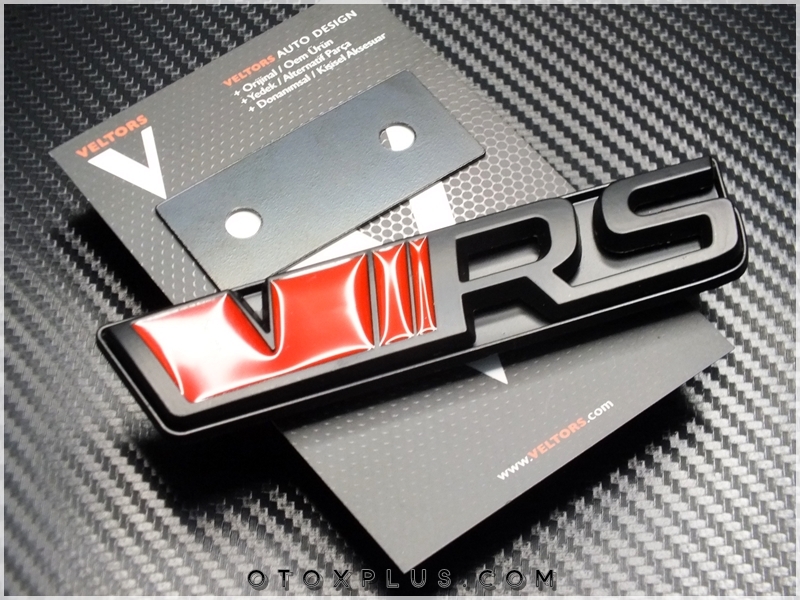 Skoda Black / Siyah RS VRS Ön Izgara Logo Amblem Seti