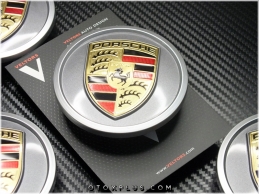 Porsche Logo Amblem Gri Yeni Tip Jant Göbeği Göbek Kapak Seti