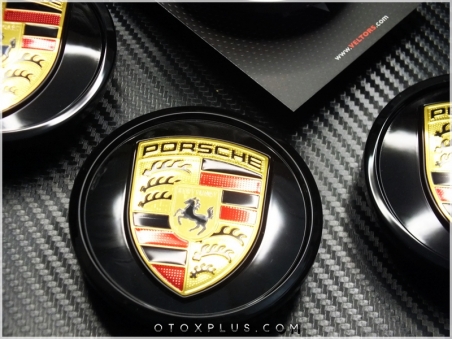 Porsche Logo Amblem Black / Siyah Yeni Tip Jant Göbeği Göbek Kapak