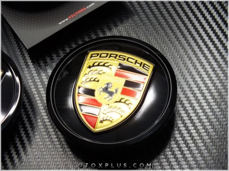 Porsche Logo Amblem Black / Siyah Yeni Tip Jant Göbeği Göbek Kapak