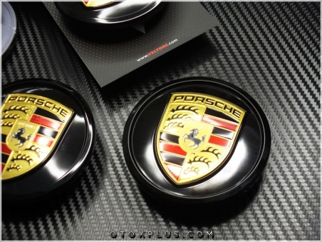 Porsche Logo Amblem Black / Siyah Yeni Tip Jant Göbeği Göbek Kapak