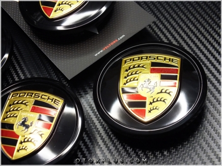 Porsche Logo Amblem Black / Siyah Yeni Tip Jant Göbeği Göbek Kapak