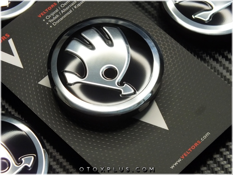 Skoda Logo Amblem Yeni Tip Jant Göbek Kapak Seti