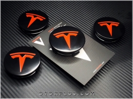 Tesla Siyah Kırmızı Jant Göbeği Jant Göbek Kapak Seti