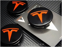 Tesla Siyah Kırmızı Jant Göbeği Jant Göbek Kapak Seti