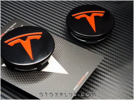 Tesla Siyah Kırmızı Jant Göbeği Jant Göbek Kapak Seti