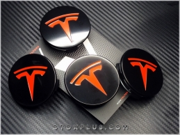 Tesla Siyah Kırmızı Jant Göbeği Jant Göbek Kapak Seti
