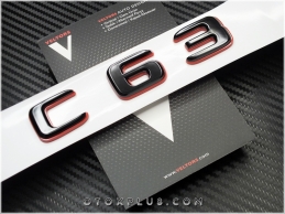 Mercedes Red Black / Kırmızı Siyah C63 / C 63 Bagaj Yazı Logo Amblem