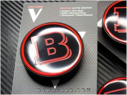 Mercedes Red BRABUS Logo Amblem Jant Göbeği Göbek Kapak Seti