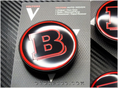 Mercedes Red BRABUS Logo Amblem Jant Göbeği Göbek Kapak Seti