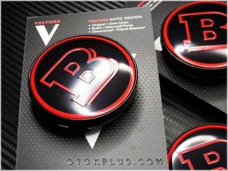 Mercedes Red BRABUS Logo Amblem Jant Göbeği Göbek Kapak Seti