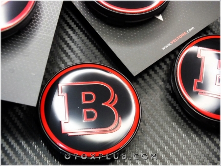 Mercedes Red BRABUS Logo Amblem Jant Göbeği Göbek Kapak Seti