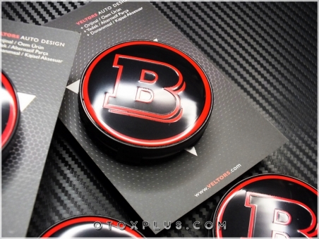 Mercedes Red BRABUS Logo Amblem Jant Göbeği Göbek Kapak Seti