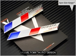 Peugeot Sport Yan Logo Amblem Seti