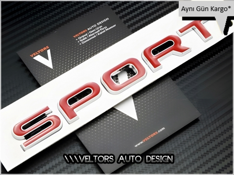 Land Rover Kırmızı Sport Bagaj Yazı Logo Amblem