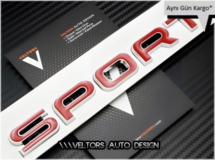 Land Rover Kırmızı Sport Bagaj Yazı Logo Amblem