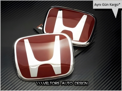 Honda Civic 2017 2018 2019 FC5 Kırmızı Kaput Bagaj Logo Amblem Seti