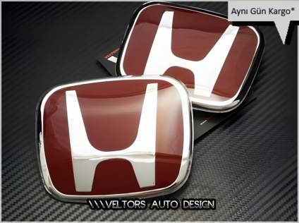 Honda Civic 2017 2018 2019 FC5 Kırmızı Kaput Bagaj Logo Amblem Seti