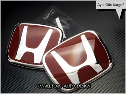 Honda Civic 2017 2018 2019 FC5 Kırmızı Kaput Bagaj Logo Amblem Seti