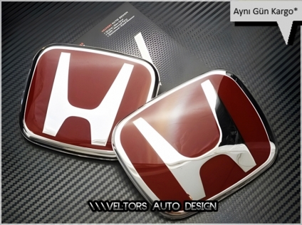 Honda Civic 2017 2018 2019 FC5 Kırmızı Kaput Bagaj Logo Amblem Seti