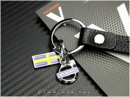 Volvo Logo Amblem Deri Anahtarlık