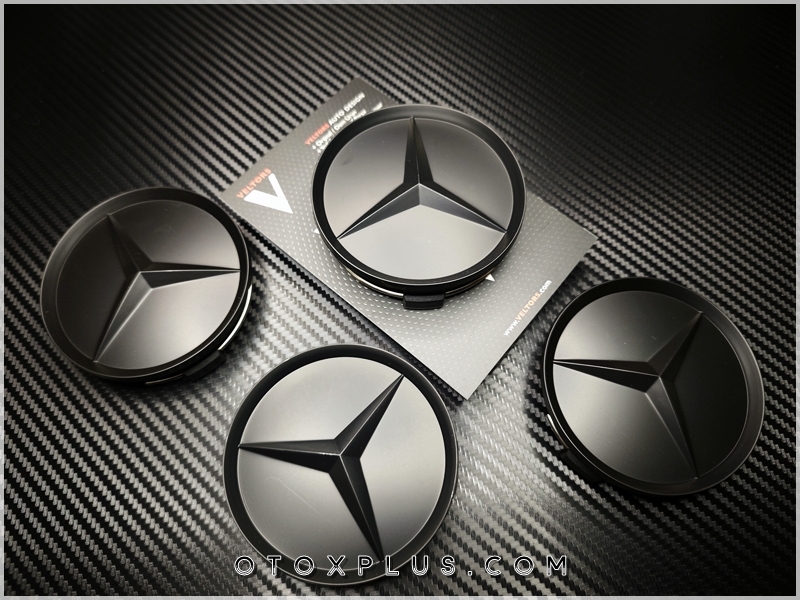 Mercedes Logo Amblem Siyah Jant Göbeği Göbek Kapak Seti