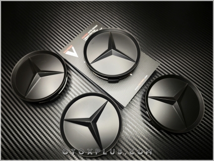 Mercedes Logo Amblem Siyah Jant Göbeği Göbek Kapak Seti