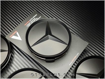 Mercedes Logo Amblem Siyah Jant Göbeği Göbek Kapak Seti