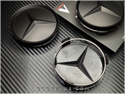 Mercedes Logo Amblem Siyah Jant Göbeği Göbek Kapak Seti